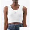 Kvinnors tankar Camis Womens anagram-utbredda bomullsblandning Tank Topp Shorts Designer T Shirts Suit Sticked Femme Croped Jersey Ladi Dhxln