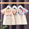 Robes de fille 1 à 5 ans bébé robe fille colorée Stripe mignonne de princesse préscolaire robe coton coton vêtements
