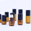 収納ボトル50pcs 1ml 2ml 3ml 5ml 10mlアンバー薄いガラスロールボトルサンプルテストエッセンシャルオイル香水バイアルとローラーメタルボール