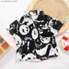 T-shirts 2024 New Childrens Summer Vacation Style Childrens Lace Top 3-14 Shirt Shirt Childrens Button Bouton Top Dernier Design Q240418