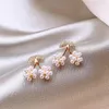 Stud Earrings Korea Fashion Jewelry Zircon Cherry Pearl 14K Gold Plated Sweet Girl Gift Elegant Women's Daily Accessories