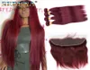 4 Zakaz pakietów Burgundowe Brazylijskie Virgin Hair Prosto 99J Red Hair Wave Bundle Burgundowe Human Hair Burgundowe Weave z 13x4 fron3543806