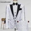 Ternos masculinos Gwenhwyfar Tuxedos de alta qualidade do noivo 2024 Men inclinado de calça de blazer floral de blazer em cistas de blazer de cistas em branco