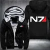 USA Size Men Mass Effect n7 Zipper Jacket Wathserts сгущайте капюшон. Случайные толстовины мужчина модная капюшона.