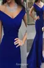 Royal Blue Long Evening Dress Mermaid Off The Shoulder Arabic Girls 착용 형식 파티 가운 저렴한 커스텀 메이드 스 크기 Abendkleide7873828