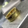 High -End -Schmuckringe für Vancleff Womens Perl Edge Buchstabe Signature Ring V Gold plattiert 18k Roségold Ring mit kleinem Rand und Original 1: 1