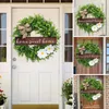 Decorative Flowers Christmas Wall Door Decorations Wreath Small Fresh Nameplates Artificial Round Garland Hangers Festive Supplies