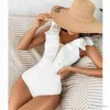 Women's Swimwear 2024 Pearls V Neck One Piece Swimsuit Women Swimwear Push Up Monokini Mesh Bathing Suits Swim Suit Wear Beachwear