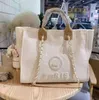 Brand Classic Designer Beach Bags Canvas Pearl Evening Bag Luxury Portable Shopping stor kapacitet handväska kvinnor handväskor etikett ryggsäck damer satchel h08020