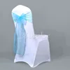 25pcs Sheer Organza Chair Sashes Bow Cover Band Bridal Shower Design Wedding Party Banquet Decoration 240407