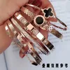 Designer 1to1 Bangle Luxury Jewelry Lucky Leaf Grass Rhinestone Elastic Bracelet Yiwu Ornament Rose Gold Fan Family Bracelet