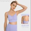 Desginer Aloe Yoga Tanks New Sports Sexy Thin Shoulder Strap Back Breathable Pleated Bra Nude Fitness Suit