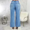 Jeans pour femmes LXUNYI Fashion Elastic Wost Femmes droites 2024 Automne Summer Plus Taille Stretch Casual High Waited Flare Denim Pantal