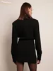 الفساتين غير الرسمية Clacive Looding Black Women’s Dress 2024 Fashion Long Sleeve Mini Elegant Classic High High Female