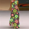 Casual Dresses Summer Fashion Style Elegant Sexy Women's Printed V-Neck Pocket Export Long Dress Swing