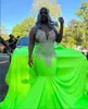 Fruit Green Sparkly Mermaid Prom Occasion Party Dresses for Black Girl 2024 Diamond Crystal Evening Birthday Gala Dress plus szie