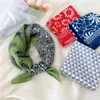 Szaliki kwiatowy druk Kerchief Square bandanas szalik dla kobiet dekoltu bawełniany lniany opaska na głowę opaska do włosów turban 55 cm