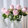 Decorative Flowers Artificial With Iron Wire Elegant Rose Branch Green Leaves For Home Wedding Party Indoor Stylish