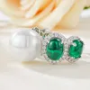 Cluster ringen Europese en Amerikaanse rijke dames 12 mm Beizhu ingelegde imitatie Emerald Egg Face Wedding Ring voor vrouwen