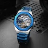 Montre-bracelets Blue Precision Steel Menwomen Automatique mécanique étanche à rebours de Sapphire Glass Mirror Business Watch