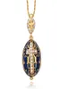 Test Schmuck Emaille handgefertigt Ostern Jesus Kreuz Faberge Eier Anhänger Charm Kristall Strass Halskette Piercing Geschenk an Frauen 9102731