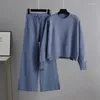 Pantalon de deux pièces pour femmes hlbcbg Basic en tricot lâche et s chouchard de cou Suit femmes 2024 Autume chaude hiver