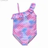 One-pièces Kavkas Summer Girls Swimsuit 9m to 6 ans Fleur de fruits Imprimé de maillot de bain chaud Childrens One Piece Baby Swimsuit Q240418