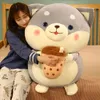 Kawaii mignon peluches peluches mini chien en peluche boba oreiller bulle lait tasse de thé au thé