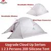 Cloud Up 1 2 3 Person Tent Outdoor Ultralight Portable Camp Tents with Mat Camping 20D Silicone Travel Hiking Tent 240408