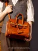 Designer Handmade 7a Handbag Bikns Genuine Leather HALF WORK Head Cow Leather Leather Heavy Industry Leather HandheldL5EJ