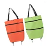 Bolsas de armazenamento Carrinho de compras Bolsa dobrável Design de zíper de grande capacidade Oxford Ploth com roda para camping carrinho