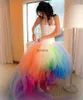 Robe de Mariage Vestido de noiva multi-gekleurde geweldige trouwjurken regenboog halter tule veter corset hoge lage bruid jurk