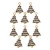 Charms 10st Lovely Green Christmas Tree Emamel Alloy Pendant For Party Jewelry örhängen Halsband DIY Handgjorda hantverk