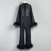 2024 Women's Clothing High quality ostrich feather suit Spring Summer New 418