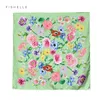 Luxury 100% twill silk scarf women headband printing green flower 65cm square bandana foulard ladies hair scarves headscarf warp 240408