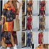 Urban Sexy Dresses Casual Women Maxi Desinger Kläder Fashion Printing Shirt kjol Lång klänning plus storlek 3XL 4XL 5XL Drop Delivery AP DHR9V