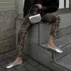 Pantaloni da donna Pantaloni con stampa leopardata Matita slim fit per donna con tasche con cerniera e bottone Elegante abbigliamento a vita media