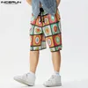 Shorts masculinos Incerun Men Mesh Print Patchwork