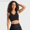 Desginer Aloë Yoga beha tanks nieuwe sport dames brede schouderband schokbestendigheid fitness suit sexy v-neck tanktop met borstkussentjes