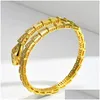 Bangle Designer Bracelets Luxury Sier Torque Bamboo Bone For Women Adjustable Serpentine Fl Diamonds Bracelet 3 Colours Casual Party G Otq7O