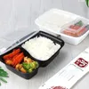 Take Out Containers 20pcs Bento Box Meal Prep Container Disposable 2-Compartment Food Storage Microwave Safe Lunch Boxes