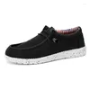 Chaussures décontractées Lacets à enfiler pour hommes Laughter Light confortable Toile extensible Stretch non glissement Boat respirant pour les hommes