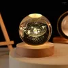 Decorative Figurines Glowing Planetary Galaxy Crystal Ball Night Lights USB Power Warm/RGB Bedside Light Christmas Kid Gift Lamp