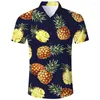 Chemises décontractées pour hommes Unisexe Hawaiian Fruit 3D Pineapple pastèque 2024 Summer Summer Summer Soules à manches