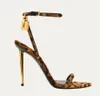 New Designers Sandálias Padlock Sandal Heels Torthle Strap Metal Healled Summer Walk High Women Women Tom Ford Shoes Sapatos Casamento Pump Pump Open Poeted Toe Box EU35-44