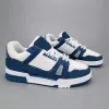 Tränare tränare virgil låg emed casual platt sneaker skor plattformsbrev kalvskinn denim läder män kvinnor himmel blå abloh denim canvas tripqppe