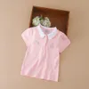 3-12 Age Girls Polo Summer Kids Short Sleeve Thirts Therts Down Downlow Collar Clothing Baby Cotton Tops 240418