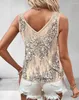 Frauen Tanks Bluse Tops Casual Daily 2024 Sommer Mody Mody Mody Color Contrast Pailla Lace Patch V-Ausschnitt Ärmellose gerade Tanktoper