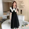 Abiti per feste 2024 Donne Vintage Black Black Dress Epburn Summer Casual Solid Patchwork Beach Midi Elegante BodyCon Punway Vestidos