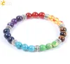 CSJA Brandneu 7 Chakras Armbänder Natural Chakra Heilung Point Edelsteinperlen Kaiser Turquoise Achat Amber Silver Charms Jewelry6596897